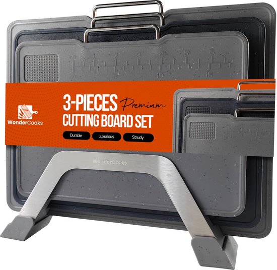 Planches à découper WonderCooks - Set de 3 - Plastique avec support