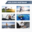 Afbeeldingen van activiteiten: golfen, basketbal, bootcamp, padel, vissen en werken op kantoor.
