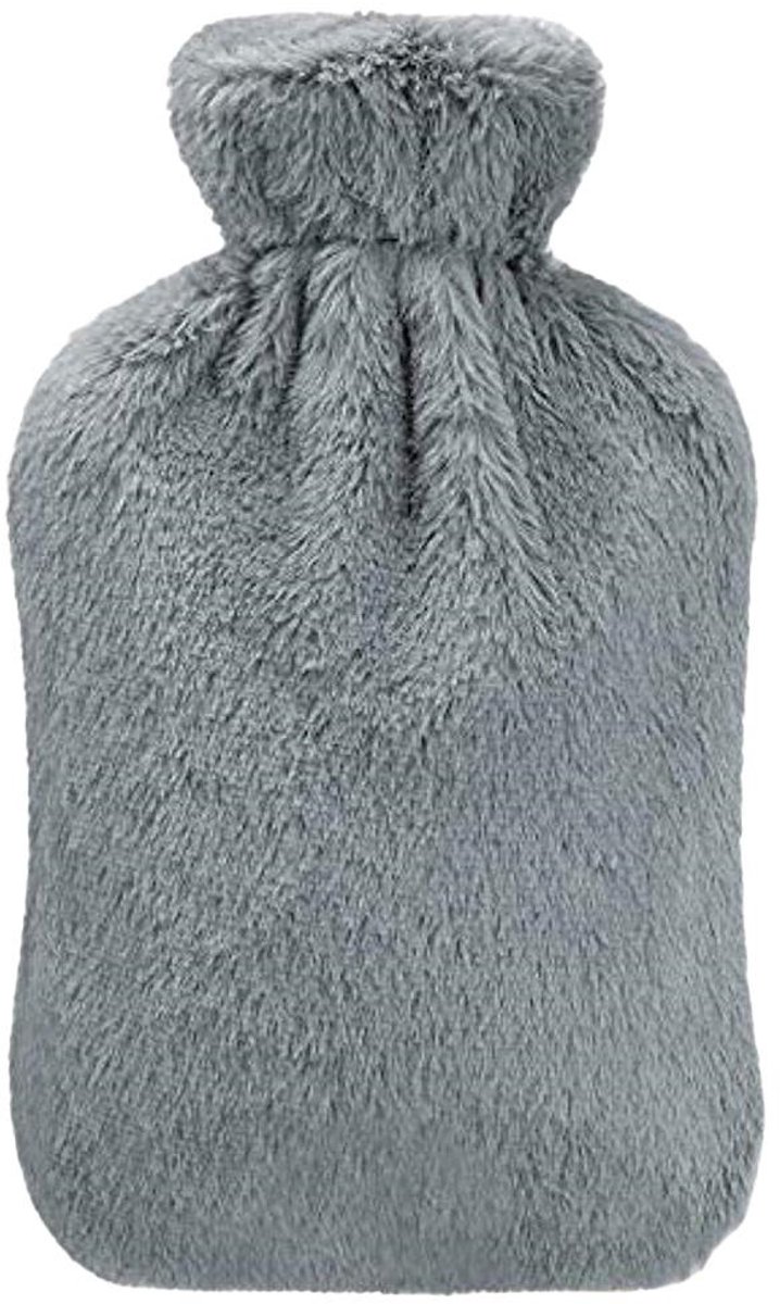 EXCITAT Warmwaterkruik met zachte hoes - Lekvrije grote warmwaterkruik - Zachte warmwaterkruik van natuurlijk rubber - Unisex cadeau - Grijs - 2L