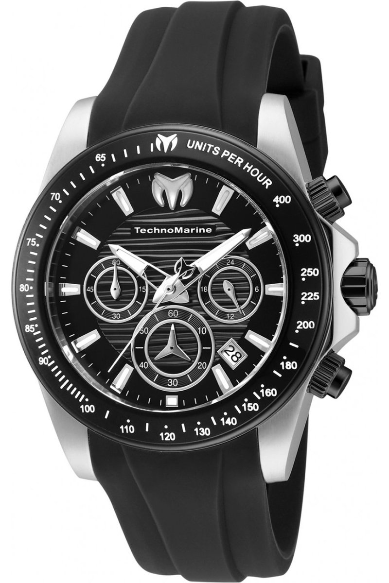 TechnoMarine Manta TM-219032 Heren Horloge - Waterdicht - Analoog - Quartz Uurwerk - Roestvrij Staal met zwarte Wijzerplaat - 42mm