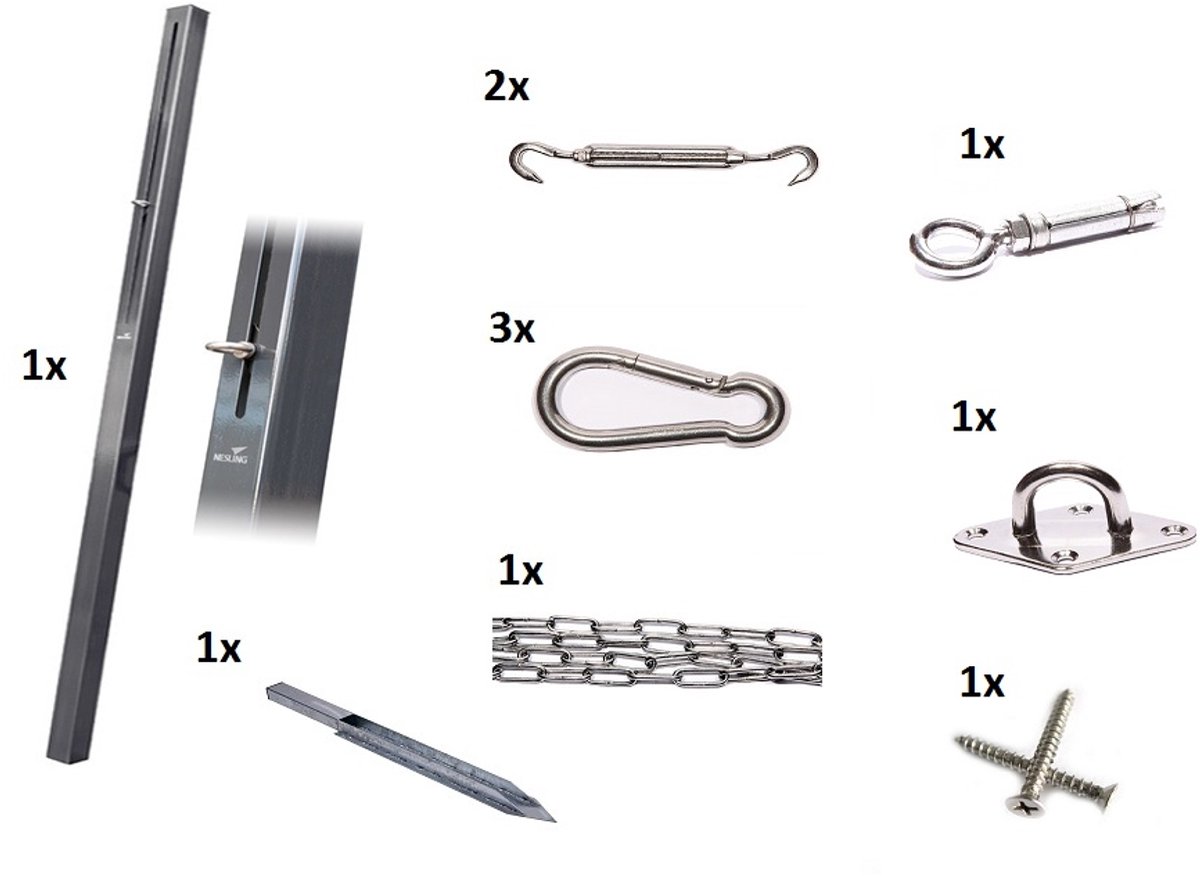 Platinum bevestigingsmaterialen schaduwdoek combinatiepakket 3