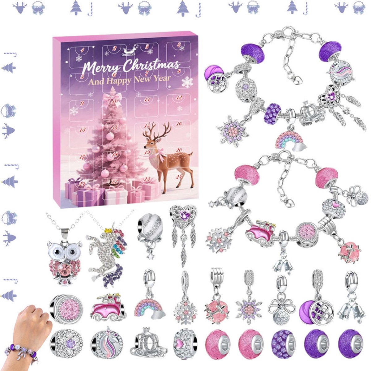 Adventskalenders - 2025 Kerstkalender Kralenset - Kerst Adventskalender - Aftelkalender met 24 rasters - Kerst Advent Sieraden Blind Box - Adventskalender kralenset - Handgemaakte sieradenset- Kerstcadeaus voor tieners, kinderen en meisjes Kerst Advent Sieraden Blind Box met 24 rasters - Handgemaakte kralenset voor Kerst - Ideaal voor tieners en kinderen