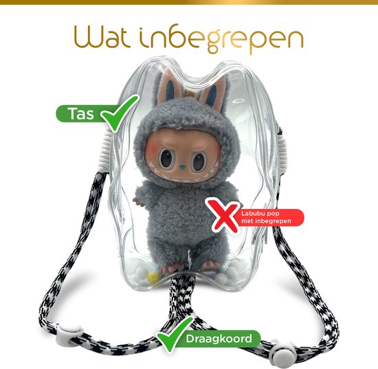 SkeJo Labubu Case Tas Transparant - Transparante Hardcase met Hanger voor Labubu Figurine / Keychain Accessoire - Labubu Cola Staand van Merkloos — afbeelding 4