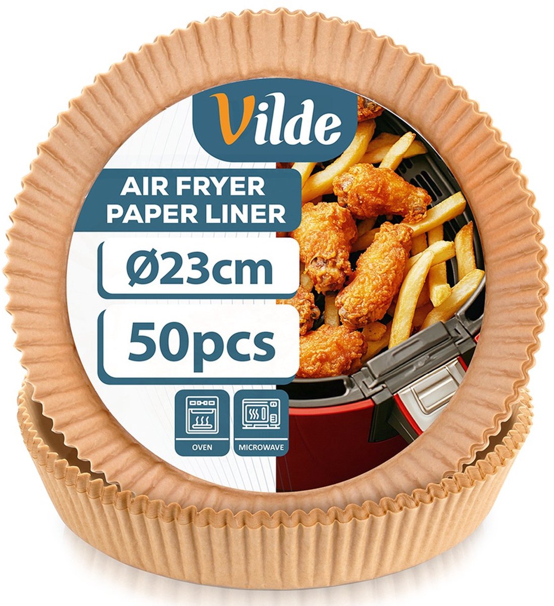 Airfryer Bakje zonder Olie Papier Rond 23 cm 50 stuks - Vorm voor Luchtfriteuse - Frituurmandje - Bakpapier - Accessoires