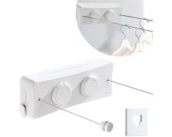 Unyqoos® Uittrekbare waslijn met spanningsregelaar voor balkon en wasruimte