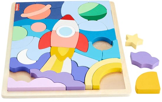 Fisher-Price Houten Ruimteblokkenpuzzel - Vormenpuzzel van Fisher Price — afbeelding 4