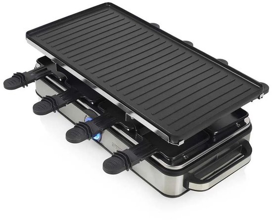 Princess Gourmetstel 162645 - Raclette 8 Personen - Regelbare thermostaat - 1400W - 2 meter snoer - Omkeerbare Bakplaat - 8 pannetjes - RVS — afbeelding 3