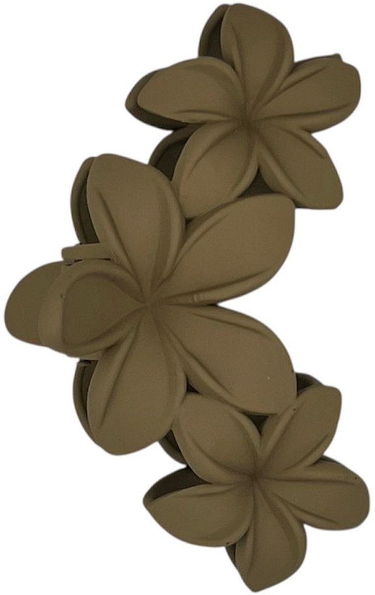 Haarklem - haarklauw - haarclip - khaki - meisjes - dames - bloemen