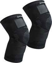 U Fit One Knie Brace met Band - 2 Stuks - Knee Sleeve - Kniebeschermers - Knieband - Knee Support & Bandage - Sportbrace - Zwart - Maat 3XL