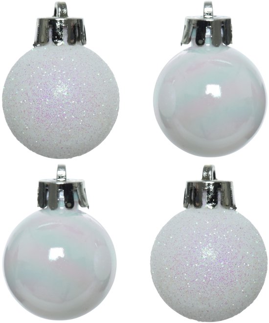 Decoris Kerstballen, kunststof, 6 cm x 37 stuks, ornamenten, mix, set kerstballen onbreekbaar, mix crème