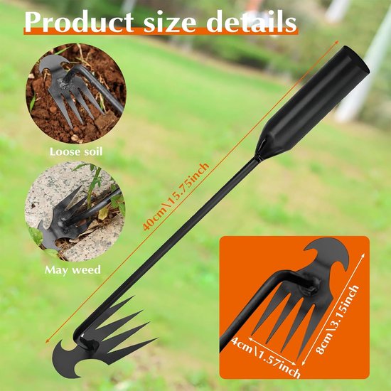 Tuinschoffel 2-in-1 Dubbele tuinschoffel Cultivator Tuinonkruidverwijderaar met handvat voor bloembedden en tuinen 30 cm 1 stuk van Tuinschoffel. — afbeelding 3