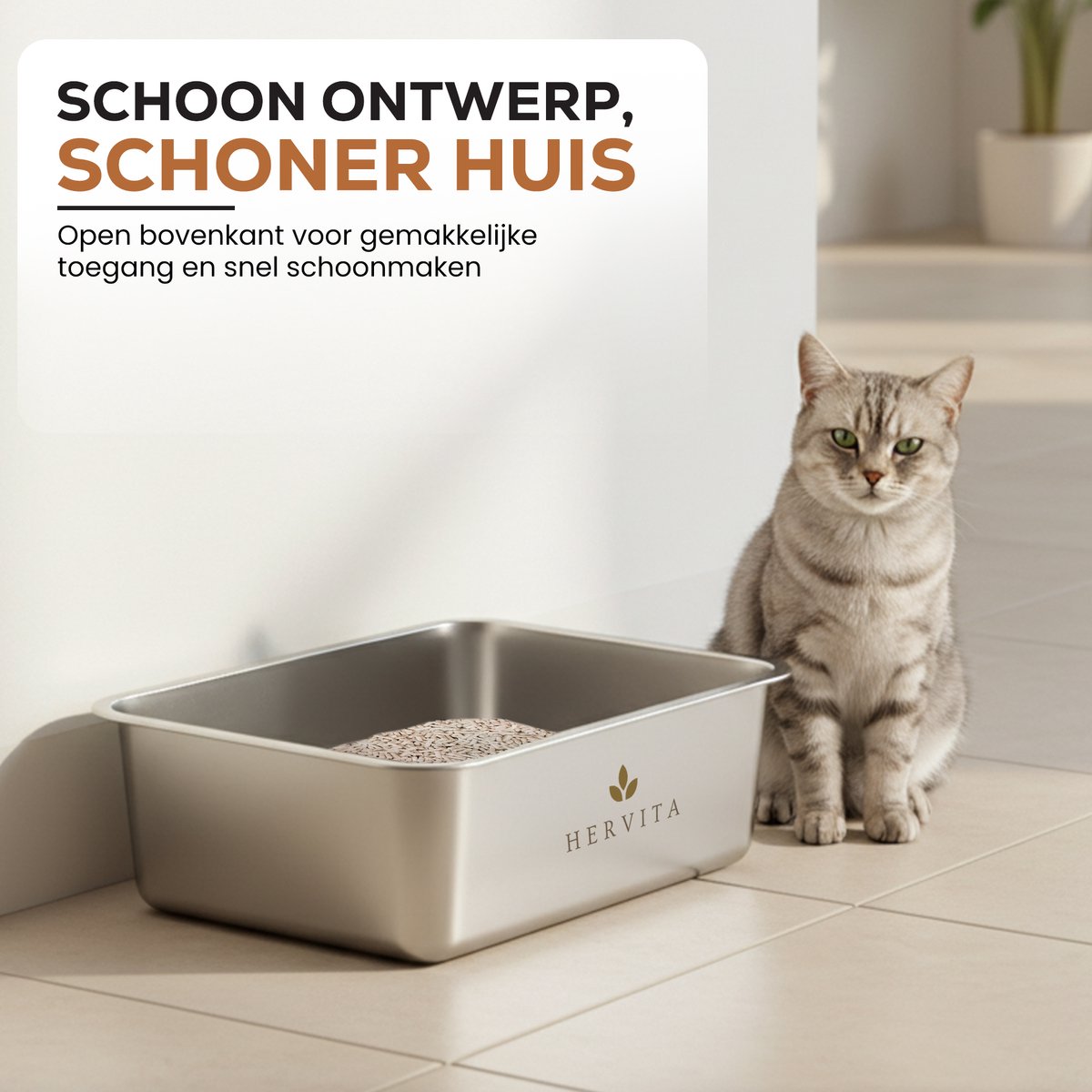 Hervita Hervita RVS Kattenbak - afbeelding 2