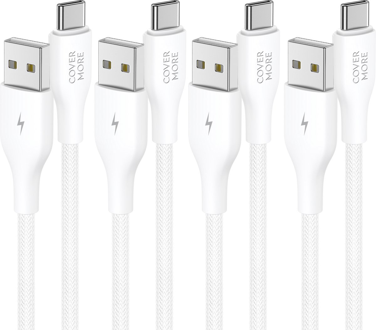 Usb kabel geschikt voor Samsung - 1m - 4 stuks - Laadkabel - Oplaadkabel - Wit