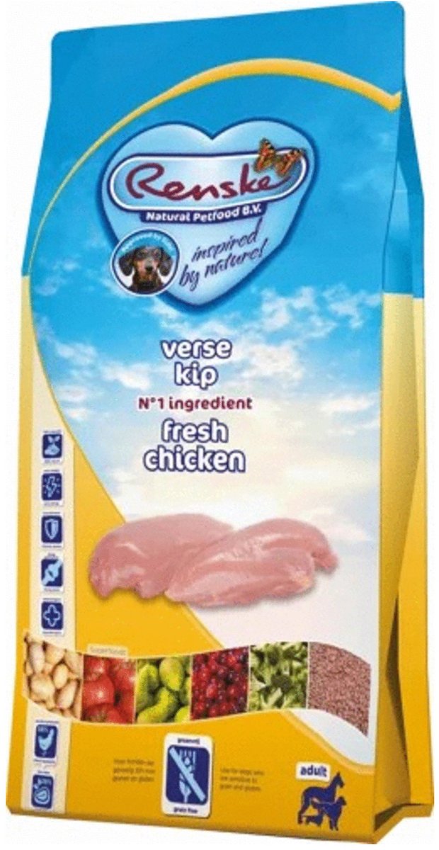 Hondenvoer Renske - Kip Graanvrij Hypoallergeen - 6,5 kg voor Volwassen Honden