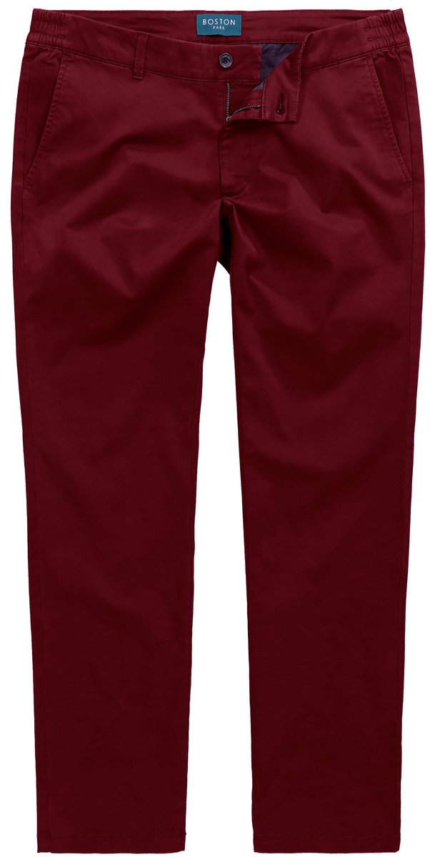 Boston Park - Heren - Chino Buik-Fit band elastisch aan de zijkant - Donkerrood - Maat 64