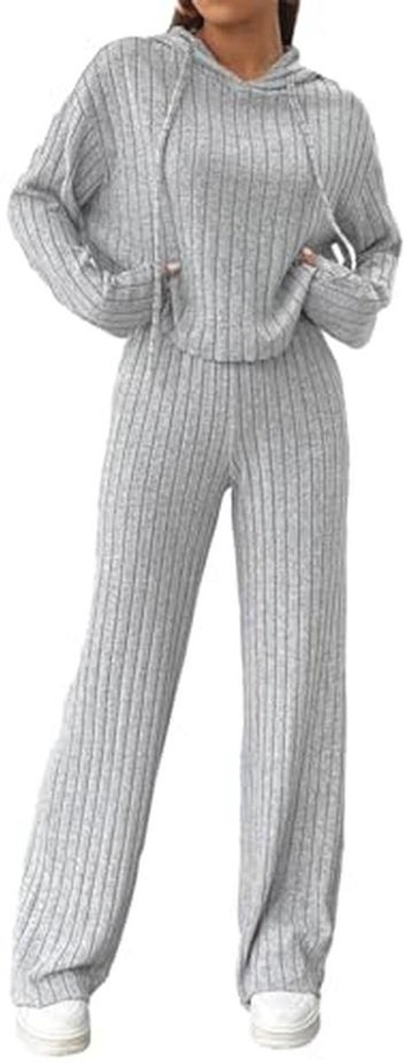 Geribbelde Lounge Wear Sets voor Vrouwen - 2 Stuks Trainingspak en Nachtkleding