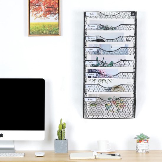 SUPTIDY Wandordnerhouder, 10 etages, hangmappen organizer, voor