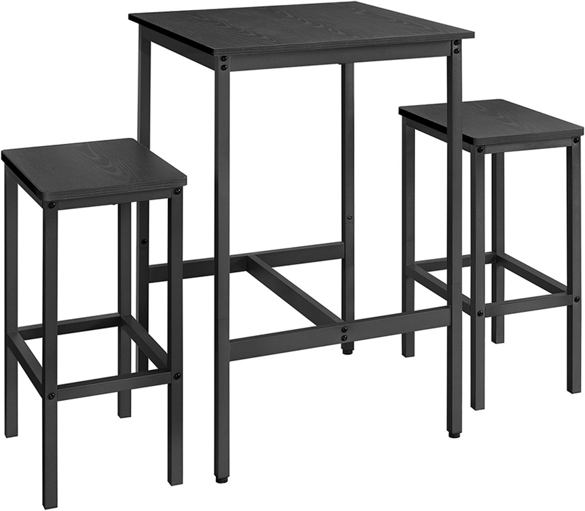 Bartafel – Met 2 stoelen – Keukenmodel – Ebbenhoutzwart/Inktzwart