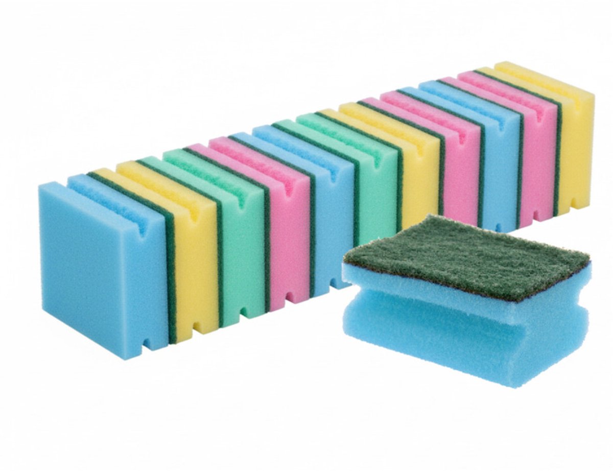 Ultra Clean Schuursponsjes - 24x stuks - gekleurd - huishoud / schoonmaak / afwas - sponzen