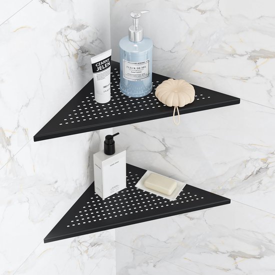 Set van 2 doucheplanken zonder boren - Hoekplank voor de badkamer