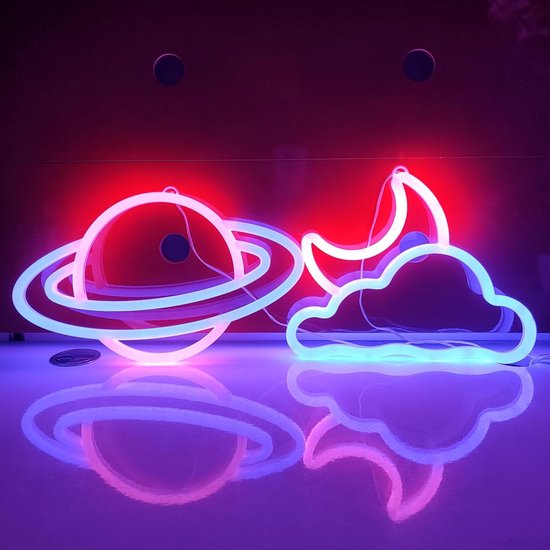 Daity 1 Pack - LED-neonlamp, decoratieve neonlamp, nachtlamp, neonlamp op batterijen/USB, wandlamp voor de slaapkamer, nachtlampje voor kinderen van Merkloos — afbeelding 4