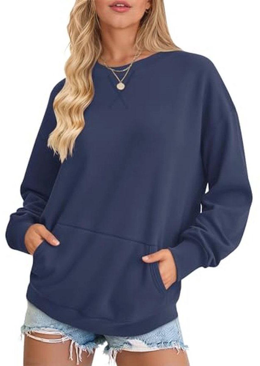 Damestrui met lange mouwen en zakken - Casual oversized top voor herfst en winter