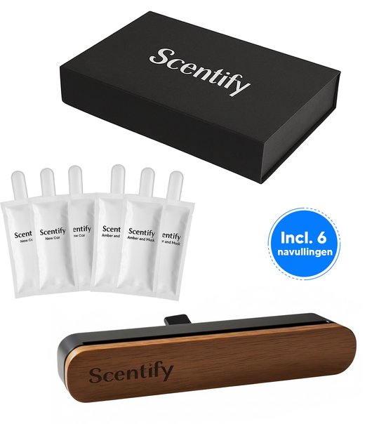 Scentify® Autoparfum Met Houder Inclusief 6 Geuren - Auto Geur - Auto Luchtverfrisser - Auto Geurverfrisser – Car Parfum – Auto parfum – Auto luchtje – 6 navullingen – Auto Accessoires