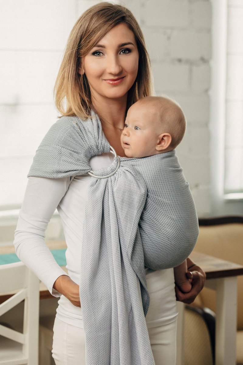 LennyLamb Ring Sling Draagdoek - Klein Visgraat Grijs