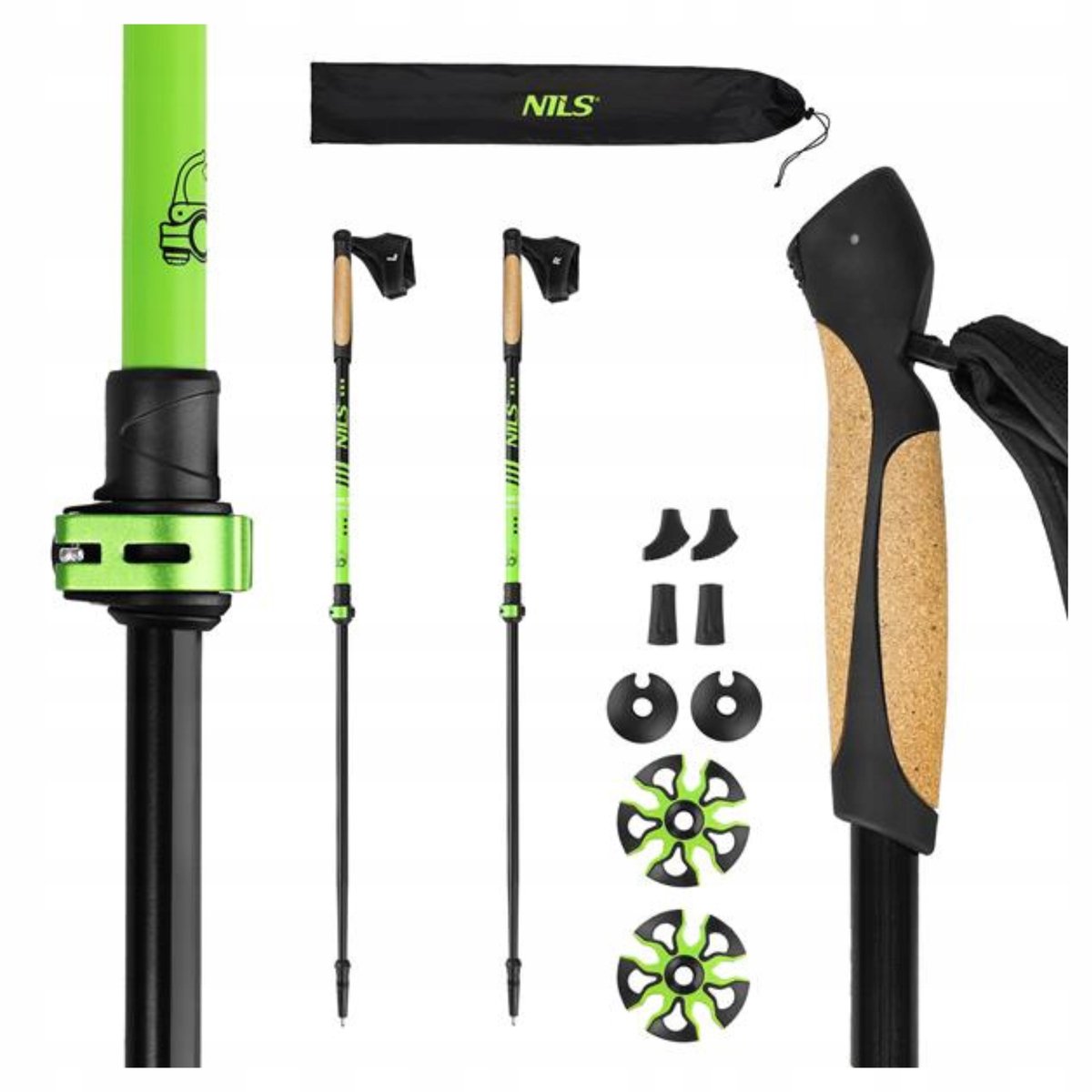 Verstelbare Nordic Walking-stokken Aluminium Groen - NW8611