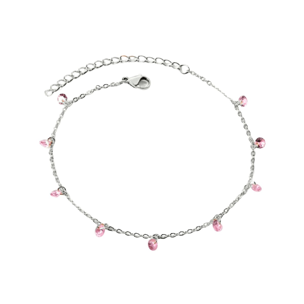 Planet Pink - Armband diamanten bedels roze zilver - Stainless Steel - Roestvrij Staal rvs - Waterproof