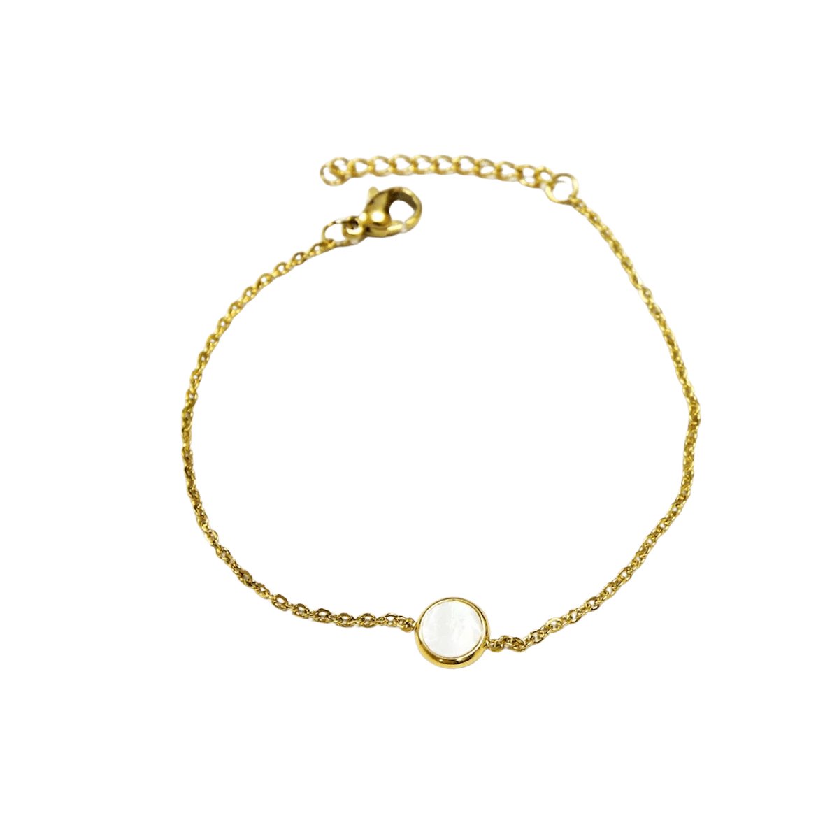 Planet Pink - Armband diamant muntje steentje goud - Stainless Steel - Roestvrij Staal rvs - Waterproof