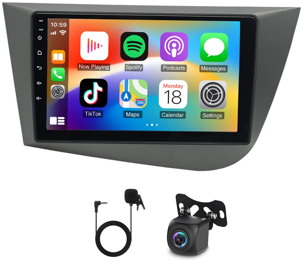Autoradio -9 Inch Android 15 Met Compatible Carplay GPS Voor Seat Leon 2005-2013 2GB+64GB AHD Camera SWC FM/RDS Bluetooth Mirror Link Aftermarket Compatible