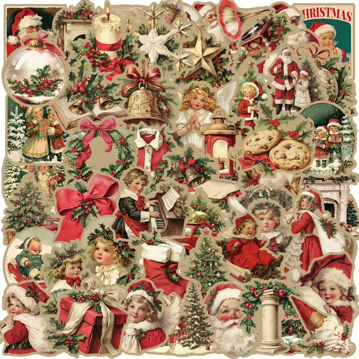 Meer Leuks - Kerststickers - 50 stuks - Set 2 - Christmas stickers - Vintage Kerst Stickers