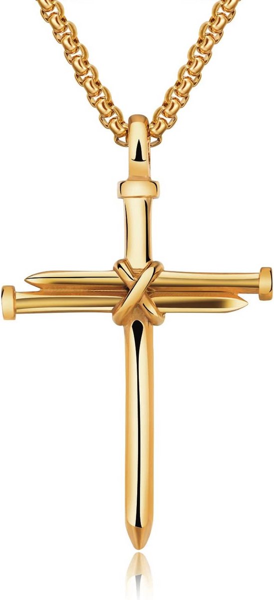 Herenketting met Kruishanger en Nagelontwerp - Roestvrij Staal