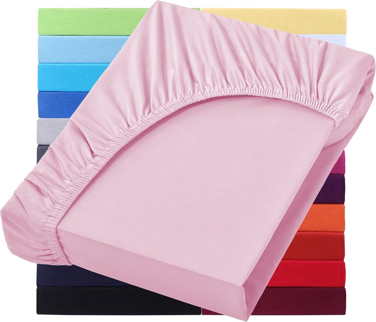 Stunq® Hoeslaken voor boxspringbed en waterbed, 200 x 220 cm, 40 cm matrashoogte, 100% katoen, roze