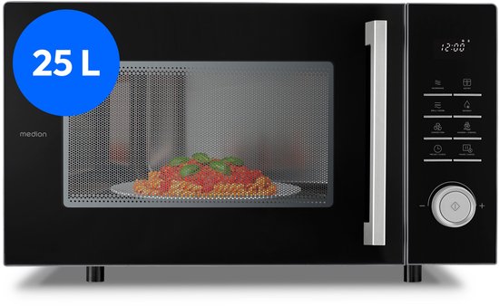 MEDION magnetron met grill- en heteluchtfriteusefunctie (25 liter, 900 watt, 1500 watt grill, 1500 watt heteluchtfunctie, 11 programma's, 10 vermogensstanden, MD12231) lichtgrijs [MODEL 2025]