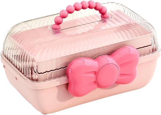 Organiseur D'Accessoires Pour Cheveux Pour Petite Fille - Étui Étanche 3 Couches Avec Boîte à Bijoux Et Support Élastiques