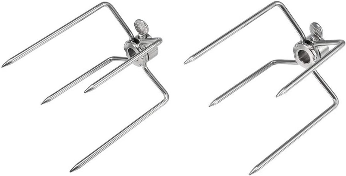 Set van 2 Sterke RVS BBQ Grillvorken voor Rotisserie en Vlees