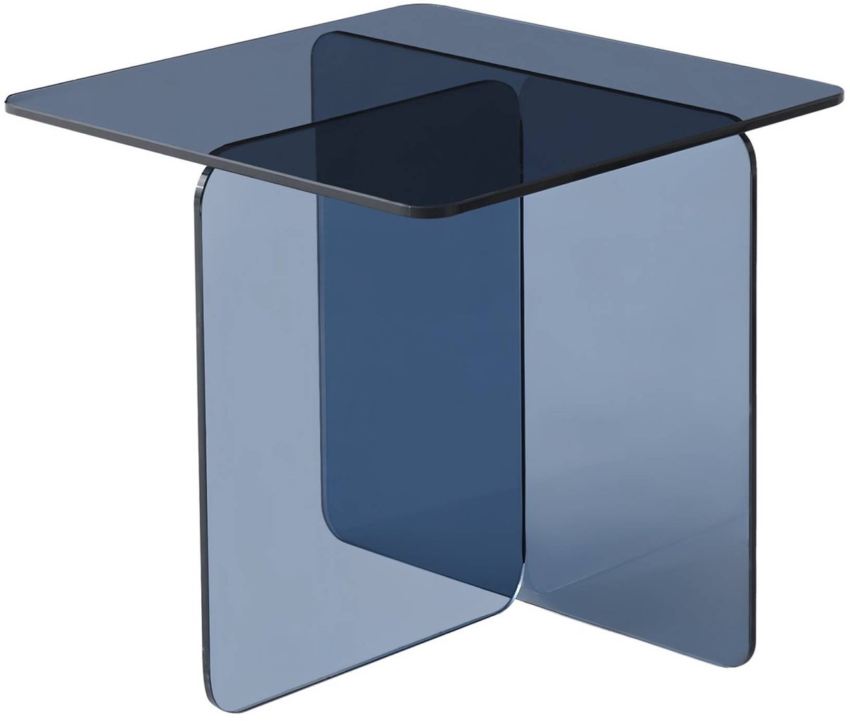 sweeek Vierkante bijzettafel van gehard glas 50 x 50 x 46cm - glintz Grijsblauw