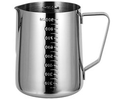 Melkopschuimer - Melkkannetje - Latte Art-kannetje - Gegradueerd - Roestvrij staal - Geschikt voor Latte Art - 900 ml - Zilver