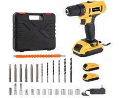 Truskore draadloze accuboormachine geel met gereedschapsset