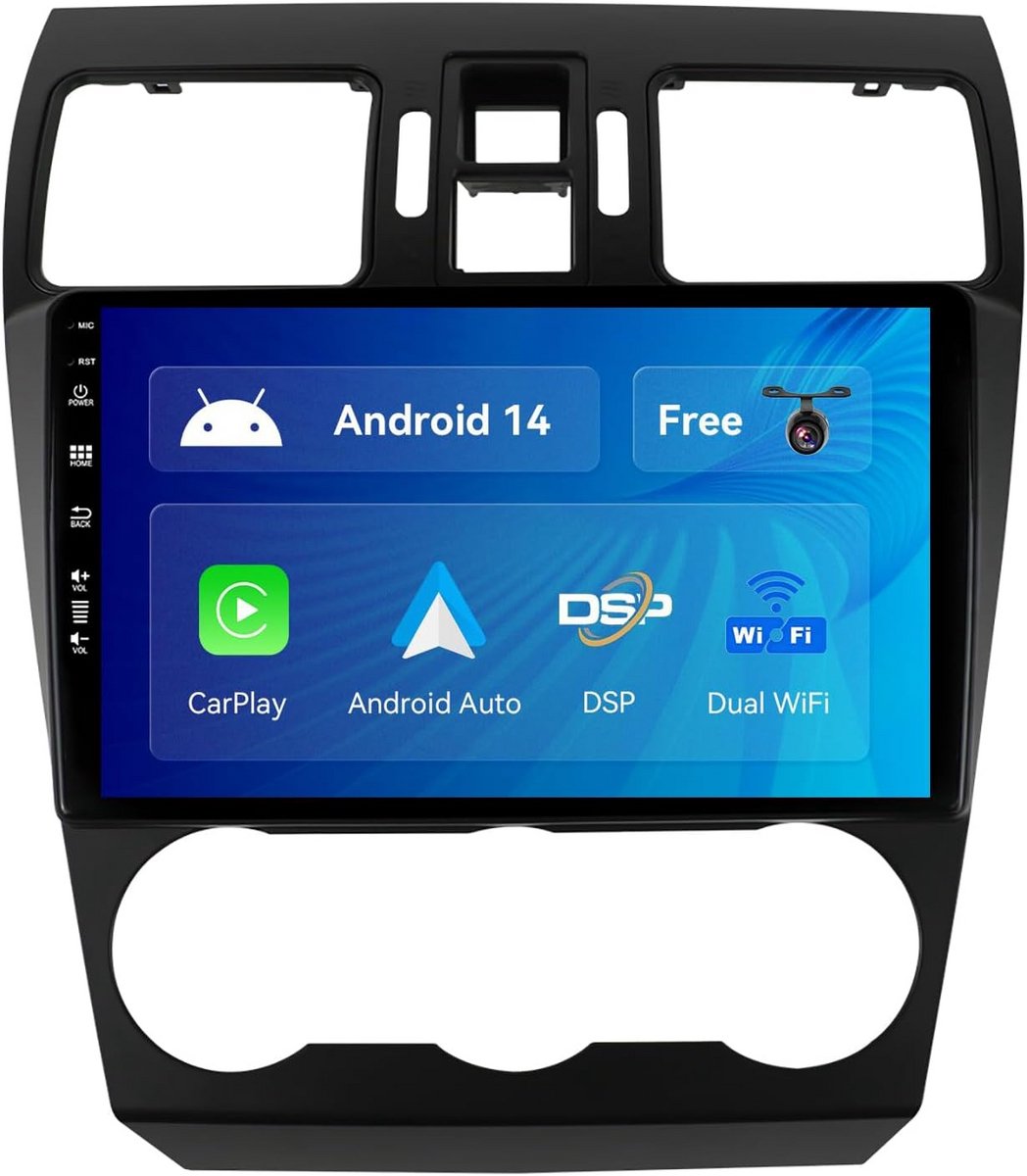 Android 14 Autoradio 9 Inch 2 DIN voor Subaru Forester/XV/WRX (2013-2018) met Draadloos CarPlay/Android Auto en Achteruitrijcamera