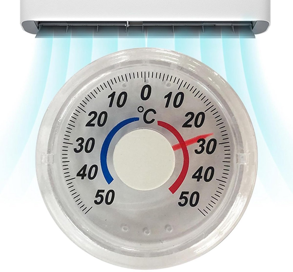 Set van 2 Raamthermometers – Zelfklevend & Transparant voor Binnen & Buiten – Analoge Temperatuurmeter
