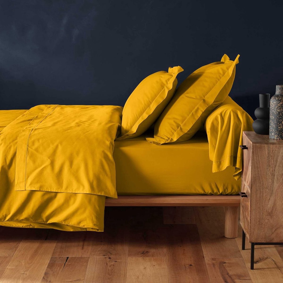 Stunq® Beddengoed Hoeslaken 180 x 200 cm in Warm Gele Kleur van Katoen