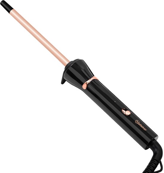 HATTEKER Krultang 9 mm - Keramische Krultang - Anti-Klittechnologie - Draaibaar snoer - Hittebestendige standaard