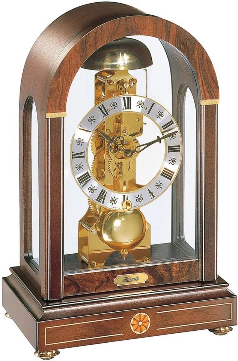 Mechanische Tafelklok Walnoothout met Slinger en Slagwerk