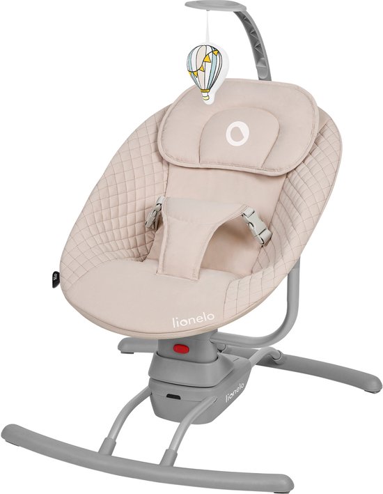 Lionelo Rio Elektrische Wipstoel – Tot 9 kg – 3 Schommelsnelheden – 8 Melodieën & Natuurgeluiden – Ergonomisch Kussen – Afstandsbediening – Afneembare Speelboog met Speeltje – Wasbare Bekleding – 3-Puntsgordel – Batterij/Netvoeding – EN 12790-1:2023 — afbeelding 5