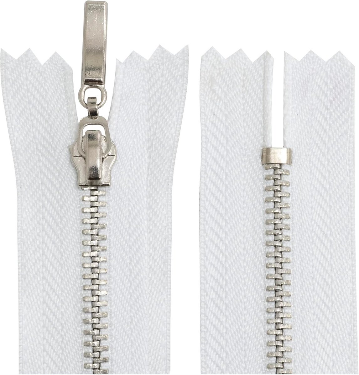 Set van 2 Metalen Nopsluitingen Maat 3 - 10 cm Wit - Decoratief en Kort