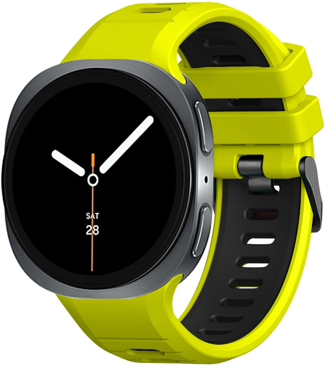 Stravo Twee-kleurige Siliconen Horlogeband – Geschikt voor Samsung Galaxy Watch 8 40mm / 44mm / Galaxy Watch 8 Classic 46mm – Premium Sportband met Contrasterende Kleuren - Geel/zwart