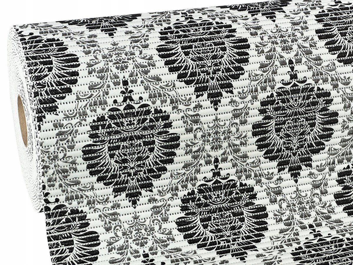 Glamour Badmat 65cm Schuim Zwart/Wit - Antislip & Zacht